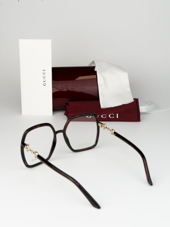 Gucci Women Eyeglasses Havana Demo Square Oversized GG0890O 002 NEW AUTHENTIC main image 7